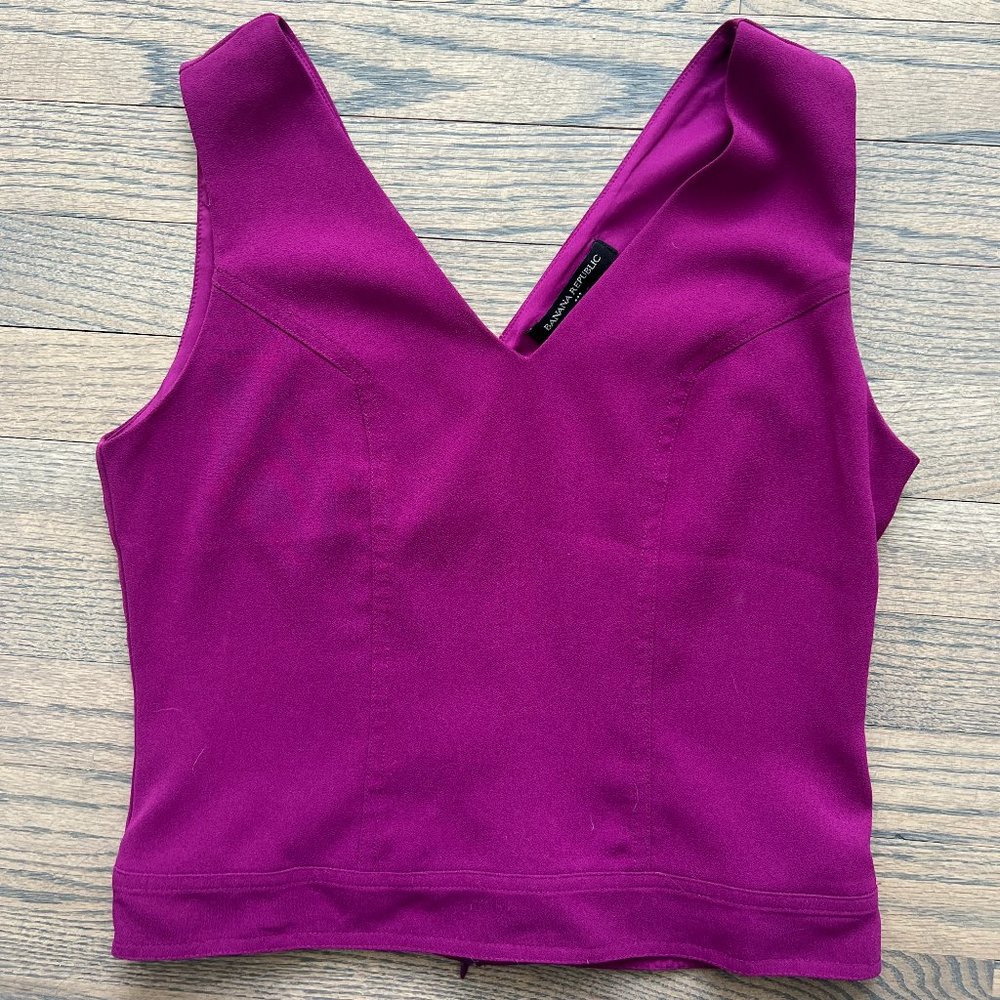 Banana Republic Women Crop Top Sleeveless V-Neck Pullover Purple Size 0